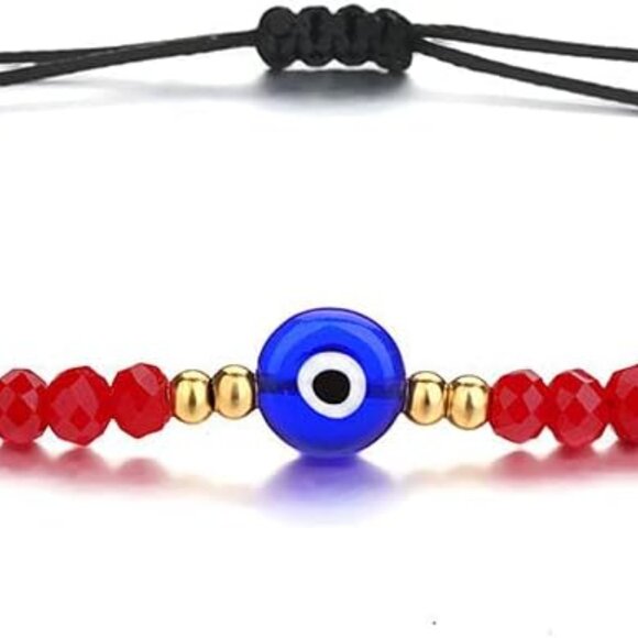 REVERIE  Hand-Made Beaded Nazar Evil Eye Bracelet Adjustable String Am - Picture 5 of 6